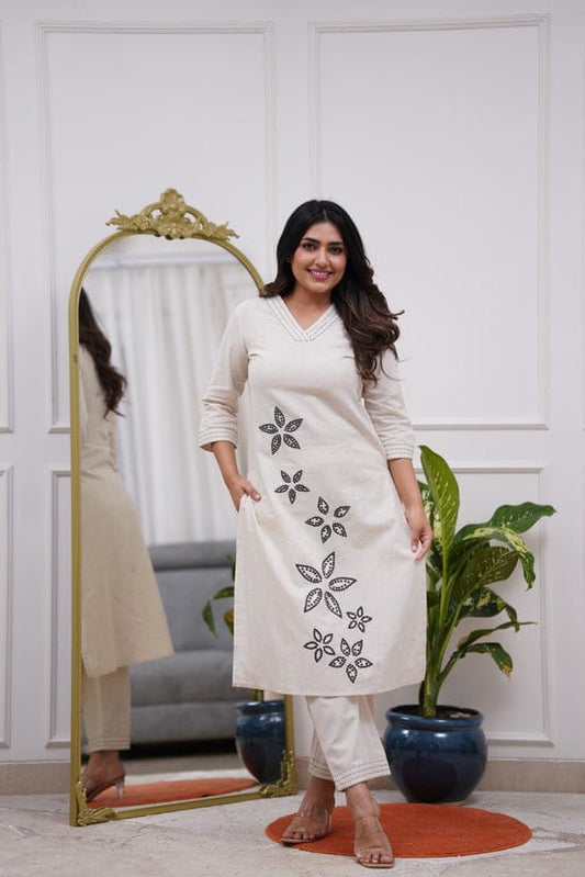 New Arrival | Premium Cotton Flex Embroidered Straight Kurta & Pant Set