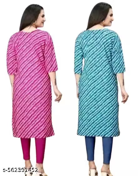 PINK LERIYA/BLUE LERIYA FULL SLEEV,Polyster/Crepe fabric-Fashion Blush Graceful Kurtis Latest Design Printed Kurti for Women